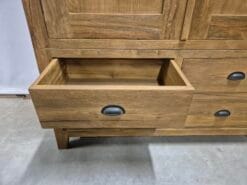 Teak Garderobekast 130 cm - Houten Kledingkast Met Laden - Afbeelding 5