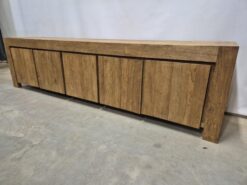 Strak Greeploos Teak Dressoir Oud Teak - 248 x 65 cm - Afbeelding 4