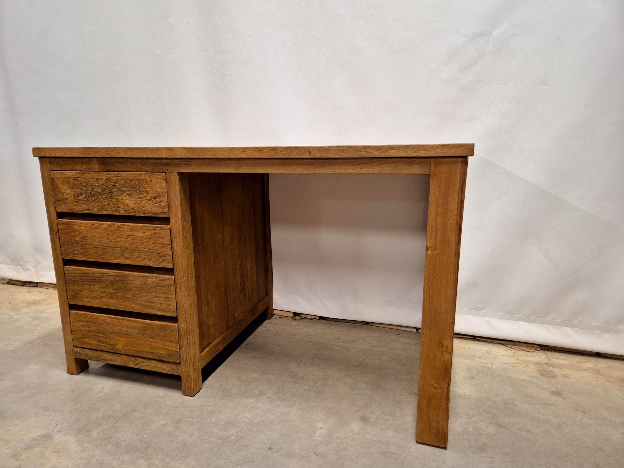 Blank Teak Bureau Massief Hout - 130 x 70 x 78 cm - Afbeelding 5