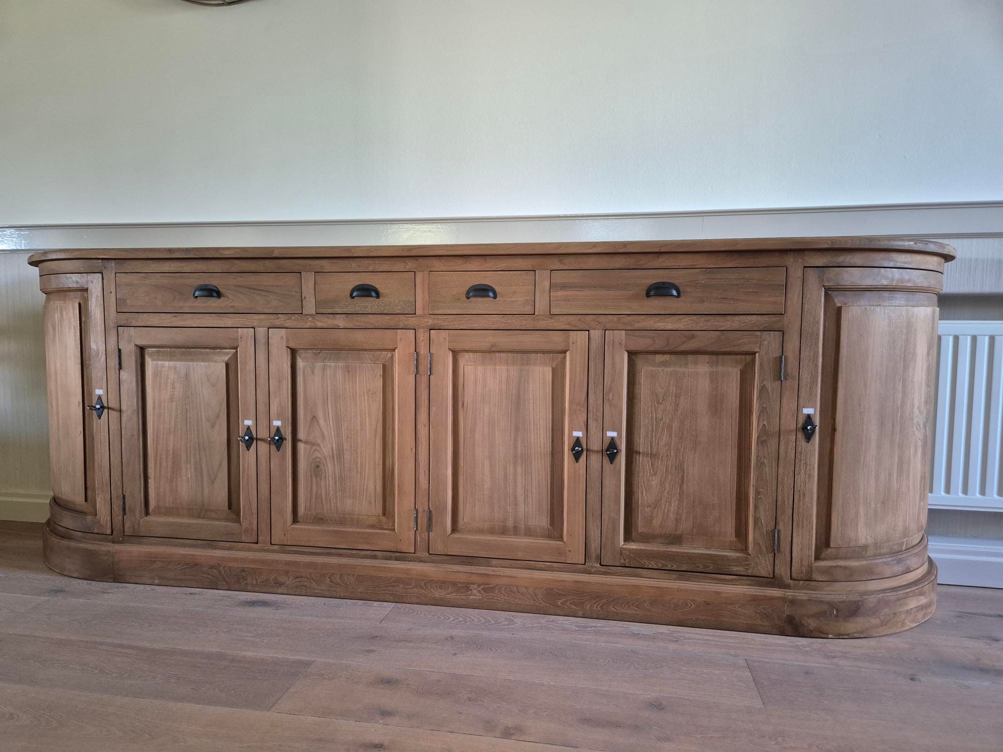 Teak Dressoir Rond 300 cm - Organisch Houten Opbergkast XXL - Afbeelding 5
