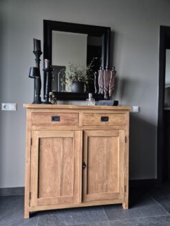 Teak Meidenkast 100 cm - Oud Houten Opbergkast Geborsteld - Afbeelding 5