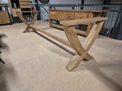 Teak Kloostertafel Houten X-Poot - 300 x 100 cm (5 cm) - Afbeelding 4