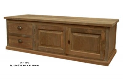 Teak TV Dressoir Blank Hout 160cm - 160 x 50 x 50 cm
