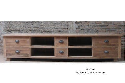 Groot Teak TV-Dressoir met 6 Laden - TV Meubel Maatwerk