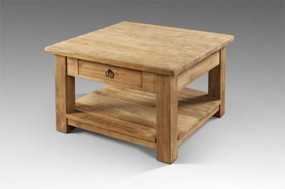Teak Bijzettafel Met Onderblad - Houten Tafeltje Lade Ring