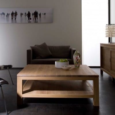 Blank Teak Salontafel met Onderblad - Strak Design