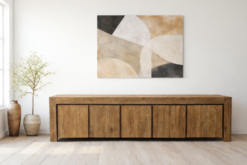 Strak Greeploos Teak Dressoir Oud Teak - 248 x 65 cm