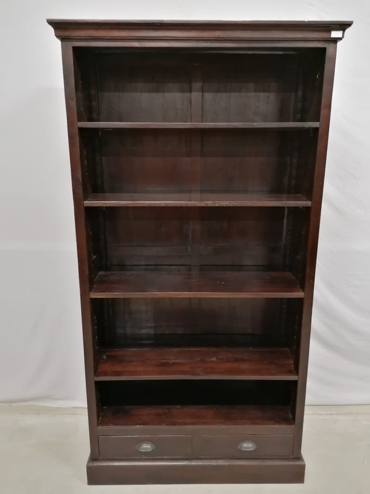 Koloniale Teak Boekenkast 117 cm - Oud Hout met Laden - Afbeelding 2