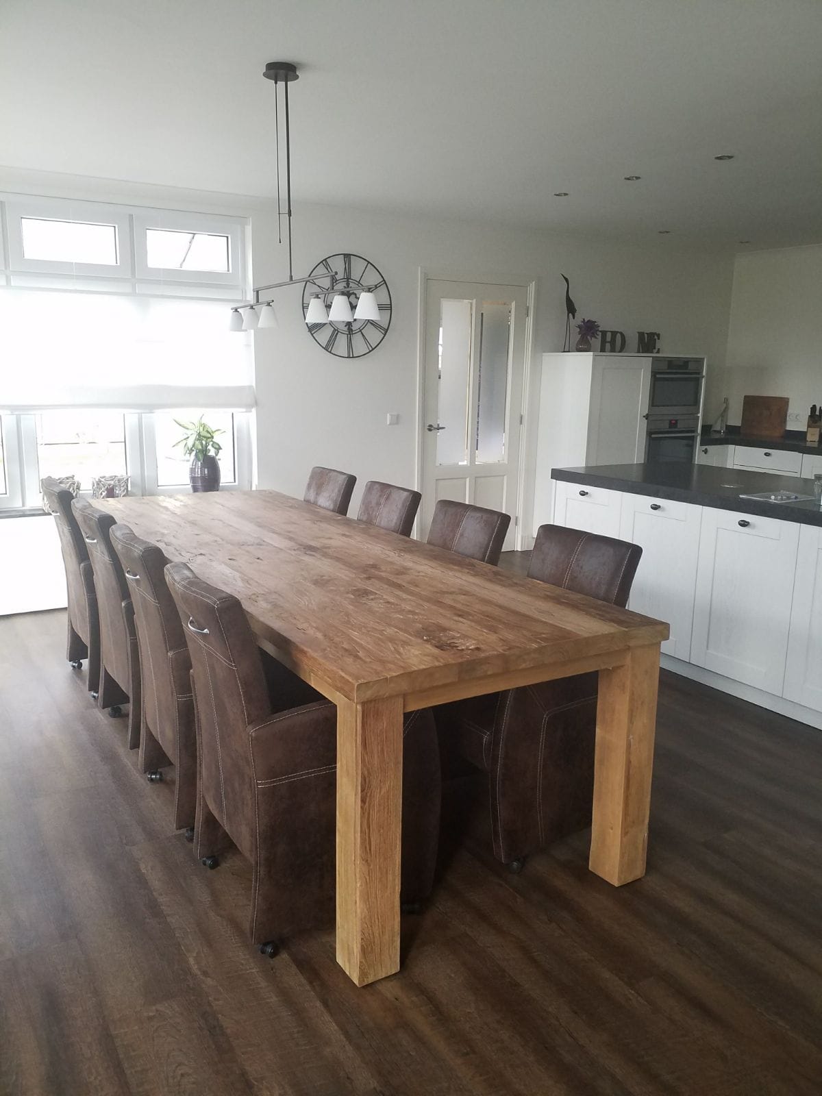 Teak Eettafel 300 cm - Oud Houten Stamtafel 300x100