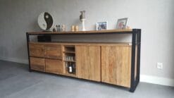 Industrieel Teak Dressoir Oud Hout - 230 x 50 x 90 cm Maatwerk - Afbeelding 2