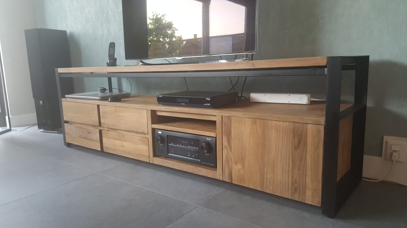 Teak TV Meubel Industrieel Oud Hout - 200 x 45 x 60 cm - Afbeelding 2