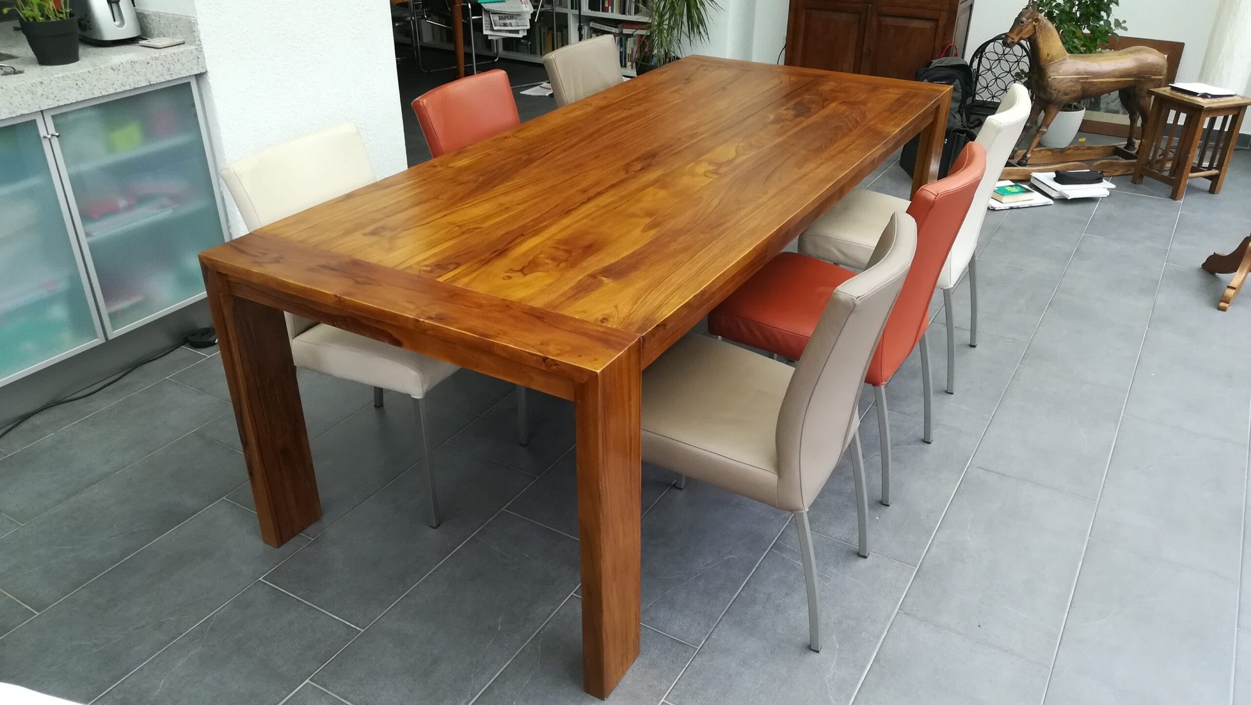 Koloniale Teakhouten Eettafel Oud Teak - 220 x 100 cm