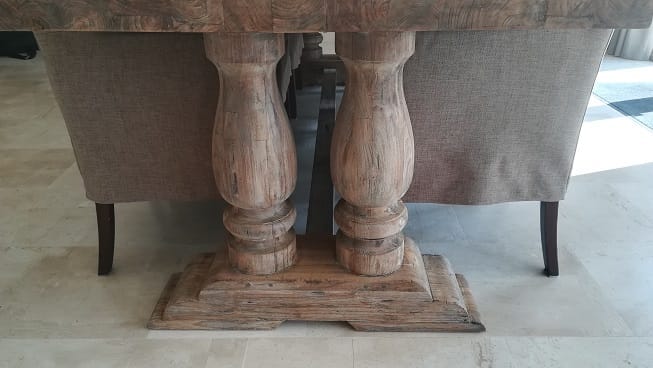 Landelijke Teak Kloostertafel 270 cm - 5 cm Massief Blad - Afbeelding 3
