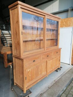 Teakhouten Buffetkast Oud Teak Vitrine - 200 x 215 cm - Afbeelding 3