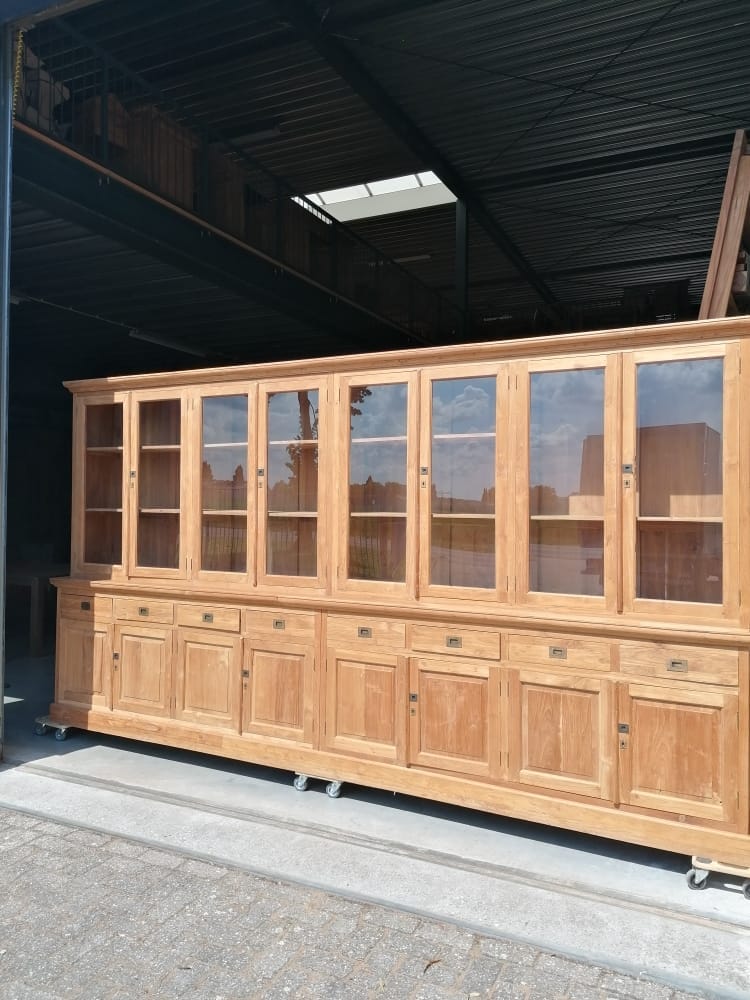 Grote Teakhouten Buffetkast Wandkast - 400 x 220 cm - Afbeelding 2