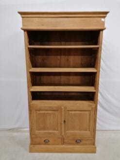 Teak Boekenkast Met Deuren - Oud Houten Kast 110 cm - Afbeelding 2
