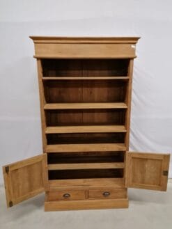Teak Boekenkast Met Deuren - Oud Houten Kast 110 cm - Afbeelding 3