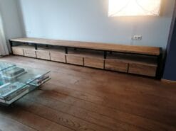 Teak TV Meubel 400cm Staal Oud Hout - 408 x 50 x 55 cm - Afbeelding 4