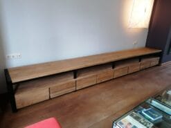 Teak TV Meubel 400cm Staal Oud Hout - 408 x 50 x 55 cm - Afbeelding 5