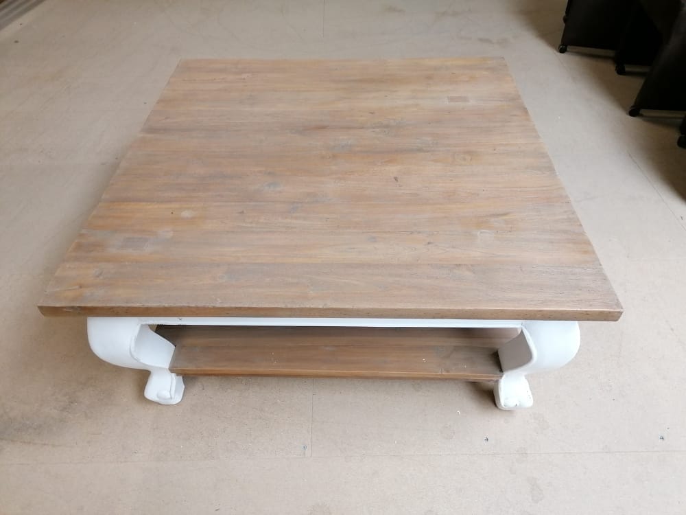 Queen Ann Teak Salontafel 100x100 cm - Met Onderplank Hout - Afbeelding 2