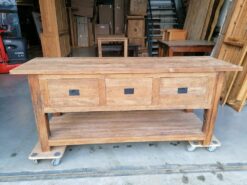 Robuuste Teak Sidetable Rustiek Hout - 183 x 55 x 78 cm