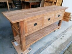 Robuuste Teak Sidetable Rustiek Hout - 183 x 55 x 78 cm - Afbeelding 3