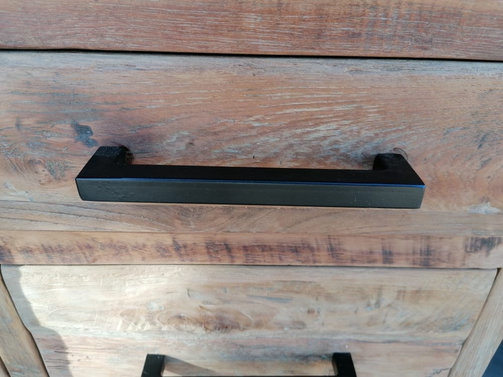 Teak Nachtkastjes Industrieel - Oud Houten Kastje Zwart - Afbeelding 4