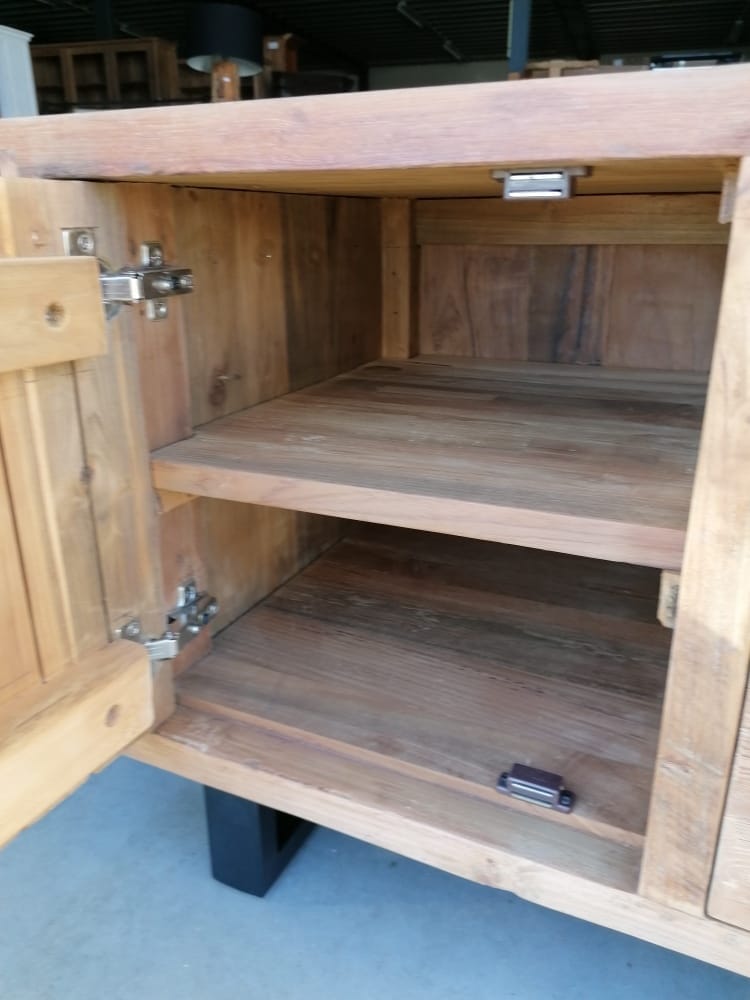 Teak Nachtkastjes Industrieel - Oud Houten Kastje Zwart - Afbeelding 5