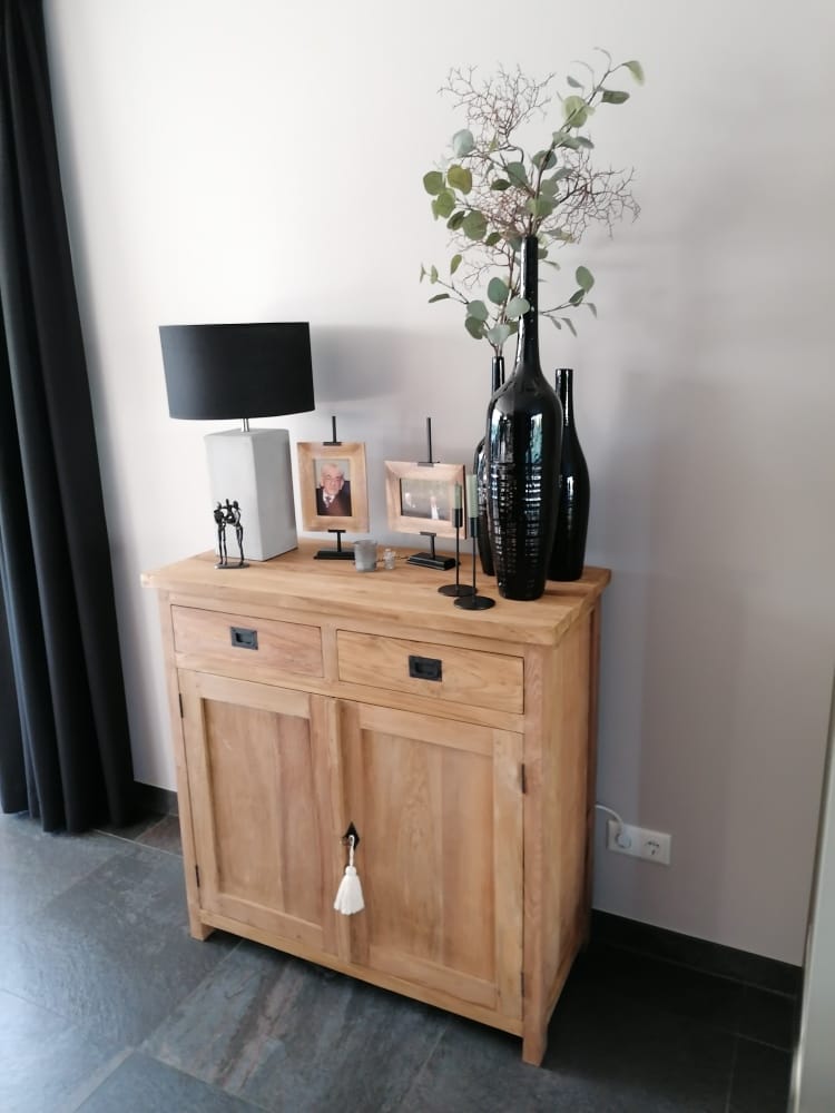 Teak Meidenkast 100 cm - Oud Houten Opbergkast Geborsteld - Afbeelding 2