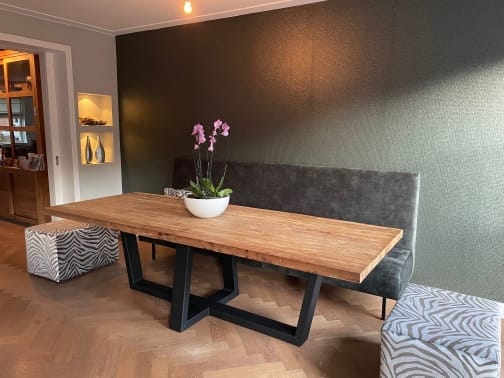 Industriële Teakhouten Eettafel Staal - 270 x 100 cm