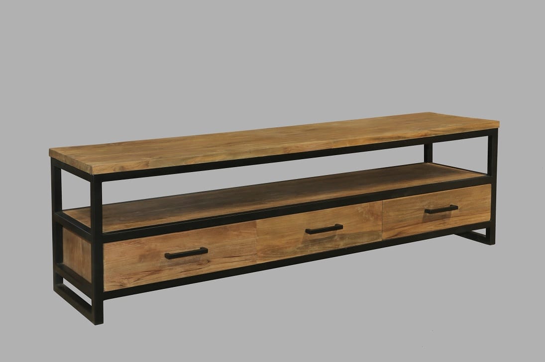 Industrieel Teak TV-Meubel 180 cm - Strak TV Dressoir
