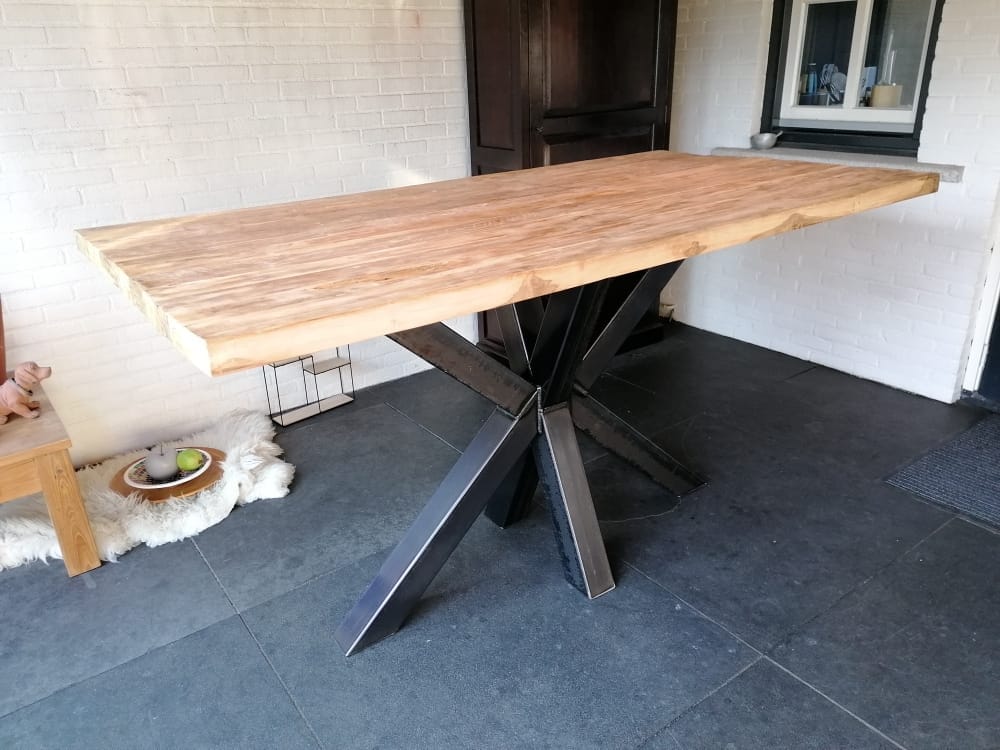 Industriële Teakhouten Bartafel Oud Teak - 200 x 100 cm
