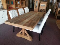 Teak Kloostertafel Kruispoot - Rustiek Oud Teakhout - Afbeelding 2