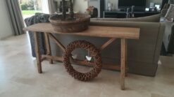 Landelijke Wandtafel 170 cm - Grijs Finish Groef Teak