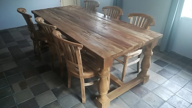 Landelijke Teakhouten Maatwerk Eettafel - 220 x 100 cm