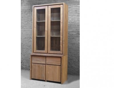 Moderne Teak Vitrinekast 100 cm - Oud Gerecycled Hout
