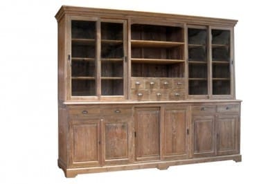 Onbehandelde Teak Vitrinekast - Oud Hout Speelse Indeling
