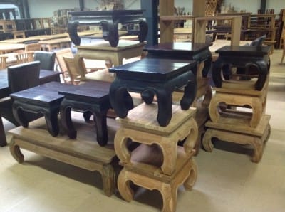Teak Opium Salontafel - Authentieke Gebogen Poten Hout