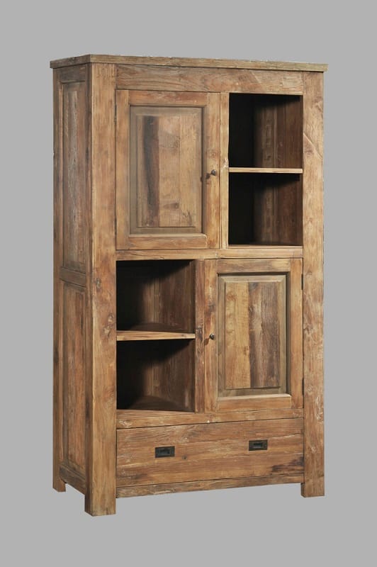 Rustieke Teak Kast 100 cm - Oud Hout Verstelbare Planken