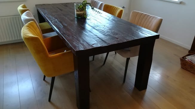 Rustieke Koloniale Eettafel Oud Teak - 240 cm (5 cm dik)
