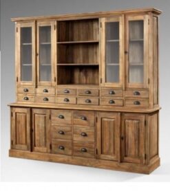 Ruwe Teak Vitrinekast