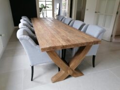 Teak Kloostertafel Houten X-Poot - 300 x 100 cm (5 cm)