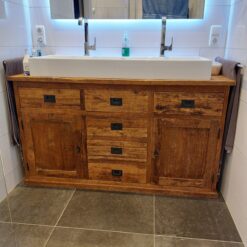 Teak Badkamermeubel 150 cm - Oud Houten Wastafelkast 6L