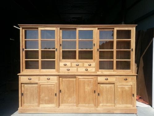 Teak Buffetkast 280 cm - Modulaire Houten Vitrinekast 6D
