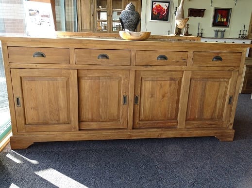 Teak Dressoir 200 cm - Oud Houten Opbergkast Grote Dressoir