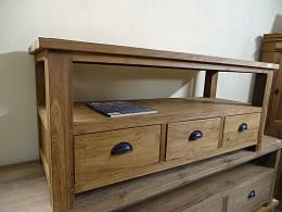 Compact Teakhouten TV Meubel Oud Teak - 130 x 20 cm vak - Afbeelding 2