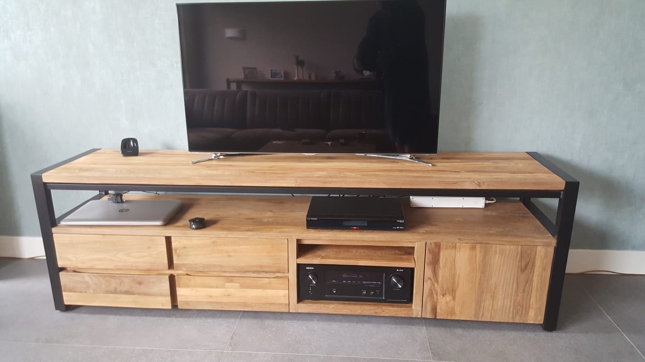 Teak TV Meubel Industrieel Oud Hout - 200 x 45 x 60 cm