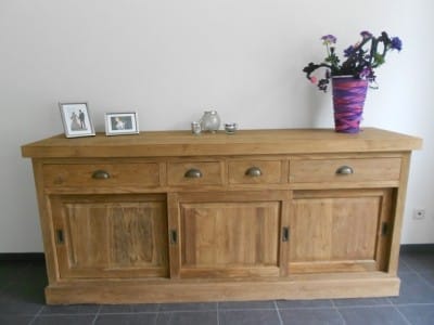 Rustiek Teak Dressoir 200 cm - Landelijk 3 Deuren 4 Laden