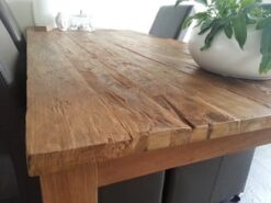 Ruwe Teakhouten Eettafel - 160 x 100 cm - Afbeelding 2