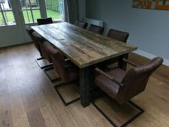 Grof Houten Teak Eettafel 240 cm - 5 cm Massief Oud Hout - Afbeelding 3